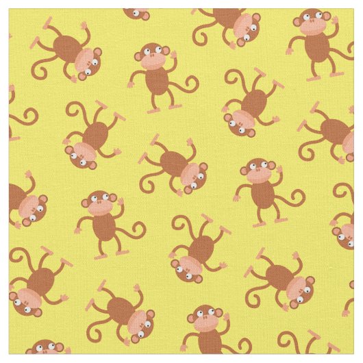 Cute Monkey Kinder Baby Nursery Yellow Stof (Close Up)