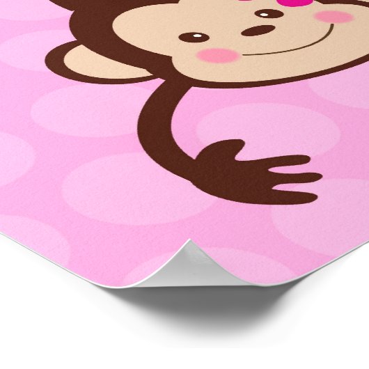 Cute Monkey-kinderkamer Muur Kunst Prints Meisjes (Hoek)
