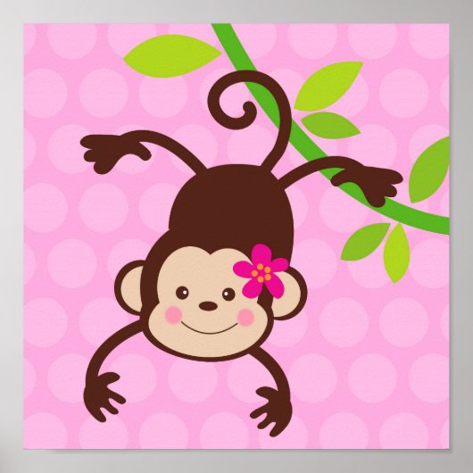 Cute Monkey-kinderkamer voor kinderen Muur Kunst P Poster (Voorkant)
