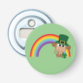 Cute Monkey Leprechaun Button Flesopener