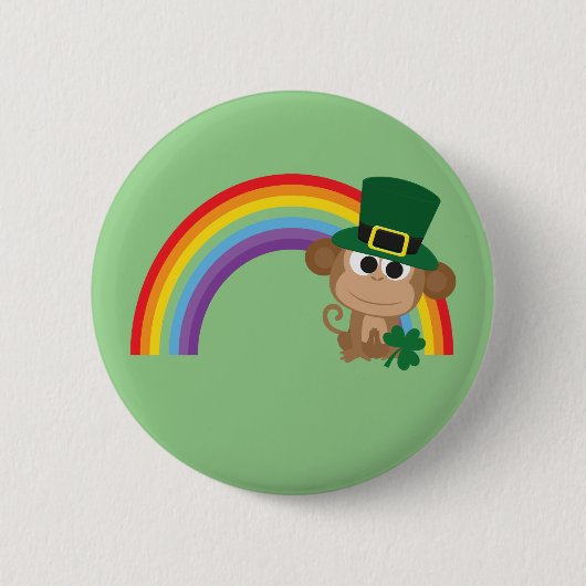 Cute Monkey Leprechaun Ronde Button 5,7 Cm (Voorkant)
