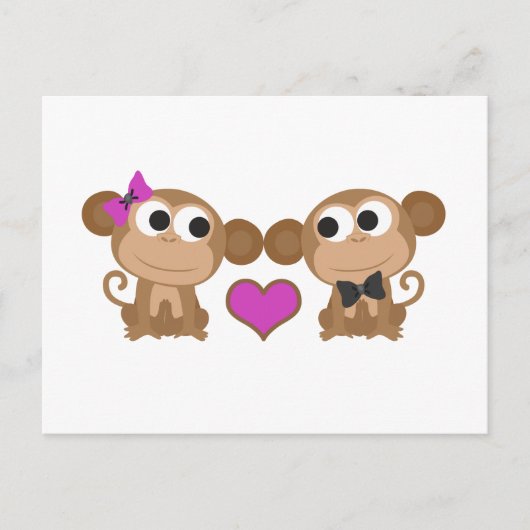 Cute Monkey Love Briefkaart (Voorkant)