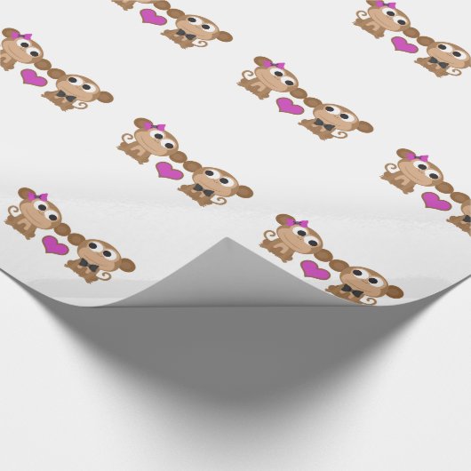 Cute Monkey Love Cadeaupapier (Hoek)