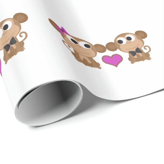 Cute Monkey Love Cadeaupapier (Rol Hoek)