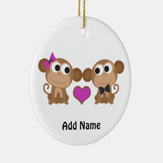 Cute Monkey Love Keramisch Ornament (Rechts)