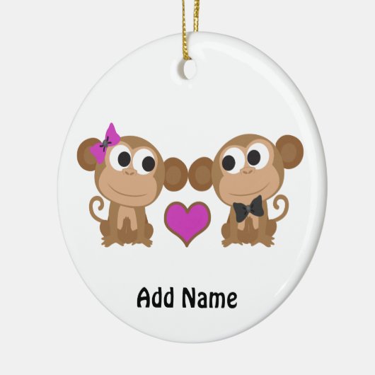 Cute Monkey Love Keramisch Ornament (Links)