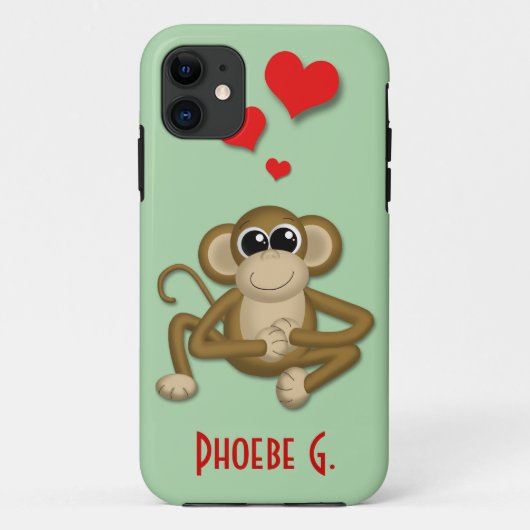 Cute Monkey Love Personalized iPhone 5 Hoesje (Achterkant)