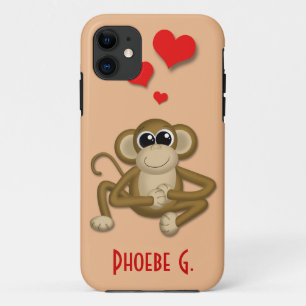 Cute Monkey Love Personalized iPhone 5 Hoesje