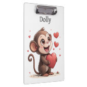 Cute Monkey Love Red Hearts Clipboard  Klembord (Rechts)