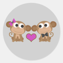 Cute Monkey Love Ronde Sticker