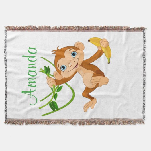 Cute Monkey met Banana Deken (Voorkant)