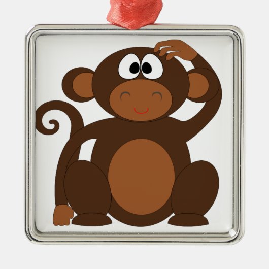 Cute Monkey Metalen Ornament (Voorkant)