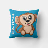 Cute Monkey Oerwoud Blue Cartoon Rainforest Name Kussen (Achterkant)