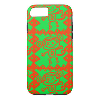 Cute Monkey Oranje Green Animal Pattern iPhone 8/7 Hoesje