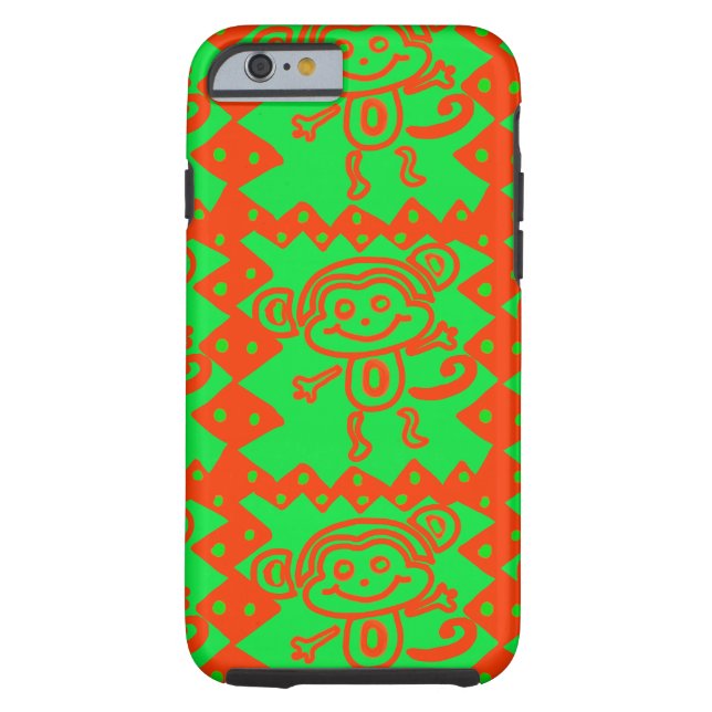 Cute Monkey Oranje Green Animal Pattern Case-Mate iPhone Case (Achterkant)