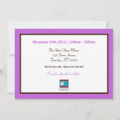 Cute Monkey Paars Birthday Party Invitations Kaart (Achterkant)