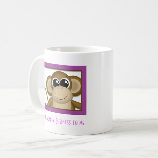 Cute Monkey Paarse Mok (Voorkant links)