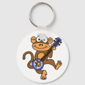 Cute Monkey Palling Banjo Cartoon Sleutelhanger (Voorkant)