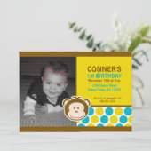 Cute Monkey Photo Invitation of Bedankt Card Kaart (Staand voorkant)