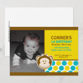 Cute Monkey Photo Invitation of Bedankt Card Kaart (Voorkant / Achterkant)