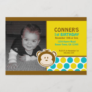 Cute Monkey Photo Invitation of Bedankt Card Kaart