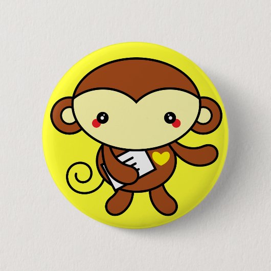 Cute Monkey Pin Ronde Button 5,7 Cm (Voorkant)
