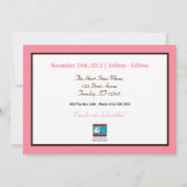 Cute Monkey Pink Birthday Party Invitations Kaart (Achterkant)