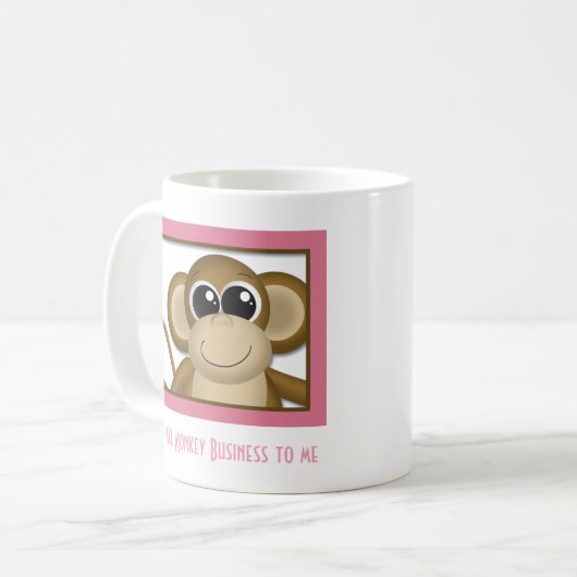 Cute Monkey Pink Mok (Voorkant links)