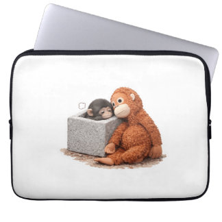 Cute Monkey Plush Laptop Sleeve Cozy Aesthetic Ani