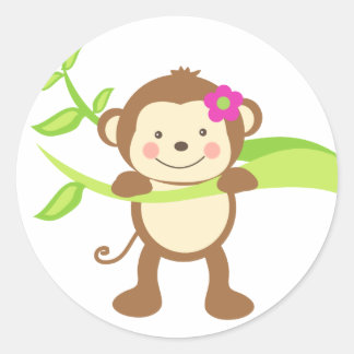 Cute Monkey.png Ronde Sticker