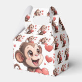 Cute Monkey Red Hearts Love Gable Favor Box Bedankdoosjes (Achterkant)
