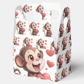 Cute Monkey Red Hearts Love Gable Favor Box Bedankdoosjes (Geopend)