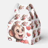 Cute Monkey Red Hearts Love Gable Favor Box Bedankdoosjes (Voorkant Zijde)