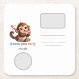 Cute Monkey Romantische Citaat Illustratie Kartonnen Onderzetters