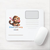 Cute Monkey Romantische Citaat Illustratie Muismat (Met muis)