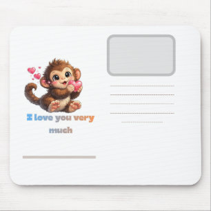 Cute Monkey Romantische Citaat Illustratie Muismat