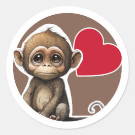 Cute Monkey Ronde Sticker