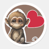 Cute Monkey Ronde Sticker (Voorkant)
