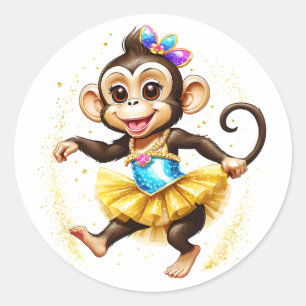 Cute monkey ronde sticker