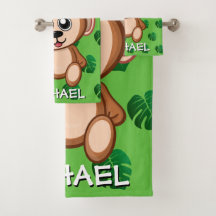 Cute Monkey Safari Green Cartoon Oerwoud Name