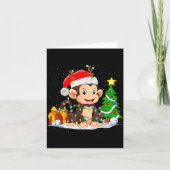Cute Monkey Santa Christmas Tree Lights Xmas Pajam Kaart (Voorkant)