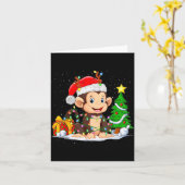 Cute Monkey Santa Christmas Tree Lights Xmas Pajam Kaart (Gele Bloem)