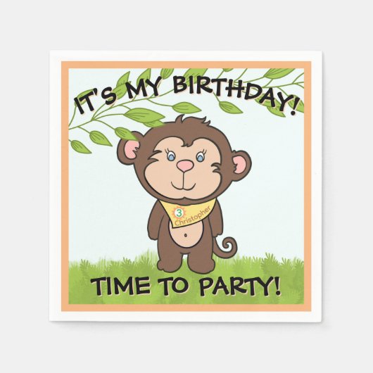 Cute Monkey Servet (Voorkant)