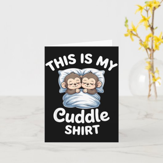 Cute Monkey Sleep Couple This Is My Cuddle  Kaart (Gele Bloem)