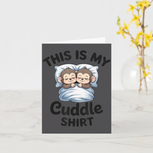 Cute Monkey Sleep Couple This Is My Cuddle  Kaart (Gele Bloem)