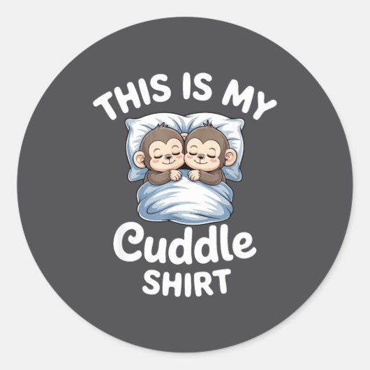 Cute Monkey Sleep Couple This Is My Cuddle  Ronde Sticker (Voorkant)