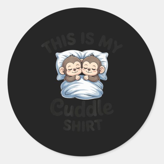 Cute Monkey Sleep Couple This Is My Cuddle  Ronde Sticker (Voorkant)