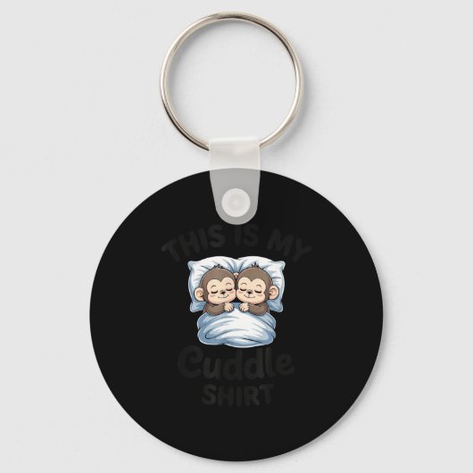 Cute Monkey Sleep Couple This Is My Cuddle Sleutelhanger (Voorkant)
