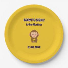 Cute Monkey Thema Jongens Baby Shower  Papieren Bordje