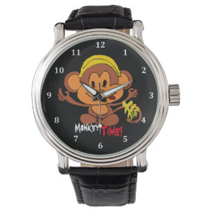 Cute Monkey Time Watch met Chinees karakter Horloge